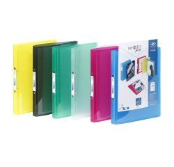 Classeur 2 anneaux plastifié Viquel Propyglass personnalisable A4 – Dos 2.5 cm couleurs assorties translucides