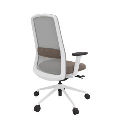 Chaise de bureau ROCKIT tissu et maille - Dossier haut - accoudoirs 1D - structure blanche