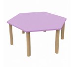 Hexagonal Fabiano Kids table with wooden legs - Size T1 - Preschool