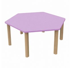 Hexagonal Fabiano Kids table with wooden legs - Size T1 - Preschool