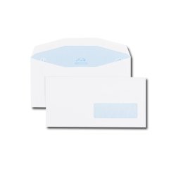 Enveloppe patte trapèze blanche C6/C5 115x229 80 g/m² fenêtre 35x100 gommée - Boite de 1000