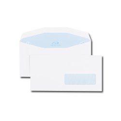 Boite de 1000 enveloppes patte trapèze blanches C6/C5 115x229 80 g/m² fenêtre 35x100 gommées