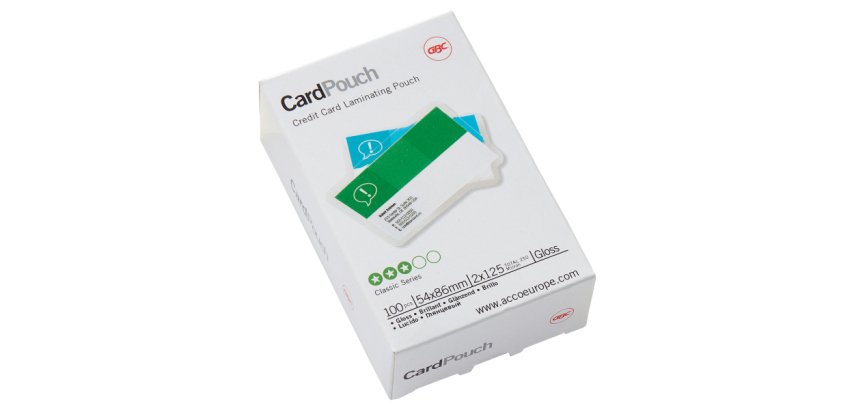 Paquete de 100 fundas de plastificación térmica GBC tarjetas 54 x 86 mm, 2 x 125 micras, brillante
