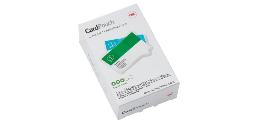 Paquete de 100 fundas de plastificación térmica GBC tarjetas 54 x 86 mm, 2 x 125 micras, brillante