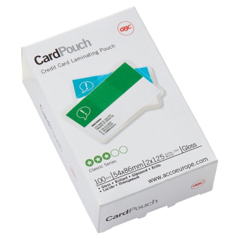 Paquete de 100 fundas de plastificación térmica GBC tarjetas 54 x 86 mm, 2 x 125 micras, brillante