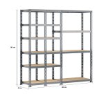 Rayonnage MODULO - Module 3 étagères - 16 plateaux