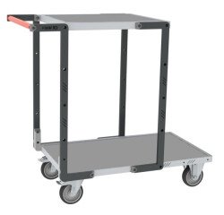 Servante montée 2 plateaux tôle galvanisée 250 kg 850 x 500 mm et 550 x 500 mm roue TPE