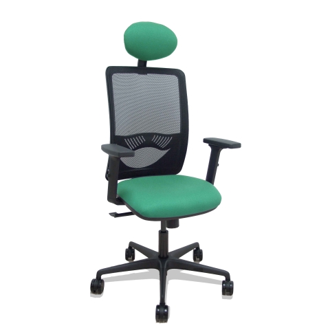 Silla de oficina Zulema con reposabrazos 2D y cabecera - Verde menta