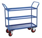 Servante 3 plateaux tôle avec rebord 935 x 435 mm 400 kg roue caoutchouc