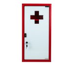 Armoire à pharmacie 1 porte, Métal laqué / Rouge,  600 x 300 x 120 mm