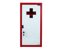 Armoire à pharmacie 1 porte, Métal laqué / Rouge,  600 x 300 x 120 mm