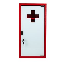 Armoire à pharmacie 1 porte, Métal laqué / Rouge,  600 x 300 x 120 mm