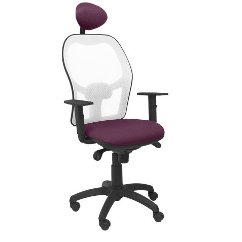 Chaise Jorquera en maille blanche avec appui-tête fixe et assise Bali