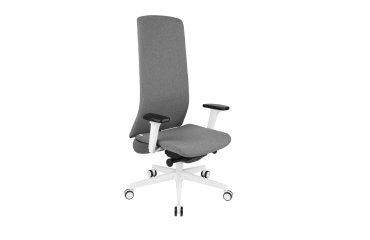 Ergonomischer Bürostuhl SMART WEISS, Stoff, mit 3D-Armlehnen, synchroner Mechanismus, weiße Füße