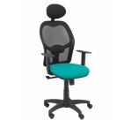 Silla de oficina Alocén malla con brazos regulables y cabecero - Asiento Turquesa