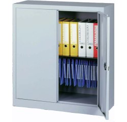 Armario monobloque-montado metálico Bisley bajo gris puertas batientes