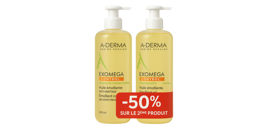 Aderma exomega control huile 2x500ml promo -50% 2m produit