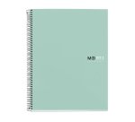 Notebook The Original, Couverture rigide, A4, lignes horizontales, 80 feuilles de 1 couleur, Miquelrius, Aqua.

