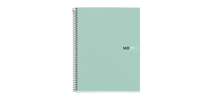 Notebook The Original, Couverture rigide, A4, lignes horizontales, 80 feuilles de 1 couleur, Miquelrius, Aqua.
