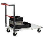 Chariot fixe plateau mélaminé 250 kg 1000 x 600 mm roue caoutchouc Flatpack