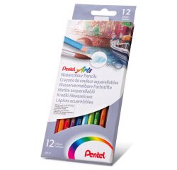 Lápices acuarelables Pentel - Caja de 12 surtidos