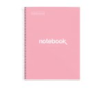 Notebook Emotions, Couverture rigide, A4, quadrillage 5x5 mm, 80 feuilles de 1 couleur, Miquelrius, Rose.
