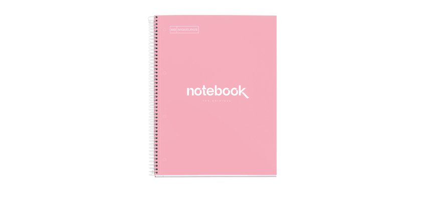 Notebook Emotions, Couverture rigide, A4, quadrillage 5x5 mm, 80 feuilles de 1 couleur, Miquelrius, Rose.
