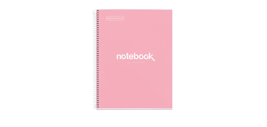Notebook Emotions, Couverture rigide, A4, quadrillage 5x5 mm, 80 feuilles de 1 couleur, Miquelrius, Rose.
