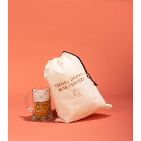 Bolsa tela regalo "Menos dramas más cerveza"