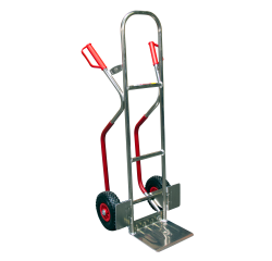 Diable aluminium 200 kg avec patins bavette fixe 280 x 260 mm roue  pneumatique