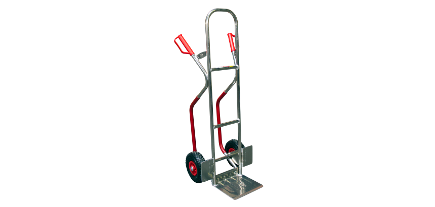 Diable aluminium 200 kg avec patins bavette fixe 280 x 260 mm roue  pneumatique