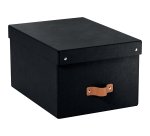 Caja de almacenamiento Leitz Puro con tapa, mediana, 17L, cartón 100% reciclado, paquete de 2 - Negro - 17
