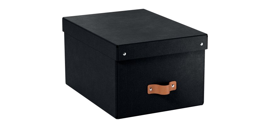 Caja de almacenamiento Leitz Puro con tapa, mediana, 17L, cartón 100% reciclado, paquete de 2 - Negro - 17