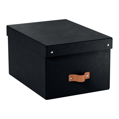 Caja de almacenamiento Leitz Puro con tapa, mediana, 17L, cartón 100% reciclado, paquete de 2 - Negro - 17