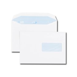 Boite de 500 enveloppes patte trapèze blanches C5 162x229 80 g/m² fenêtre 45x100 gommées
