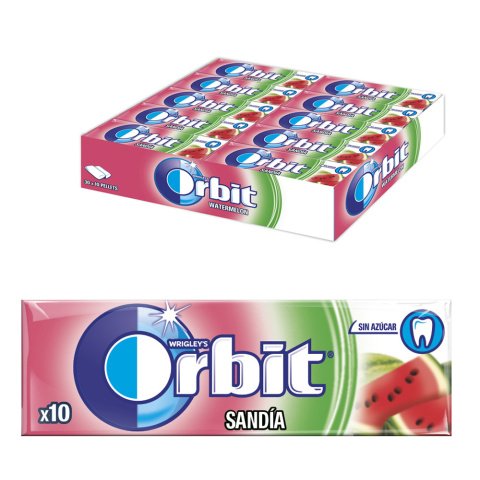 Chicles Orbit Sandia Grageas sin azúcar - Estuche 30 Unidades
