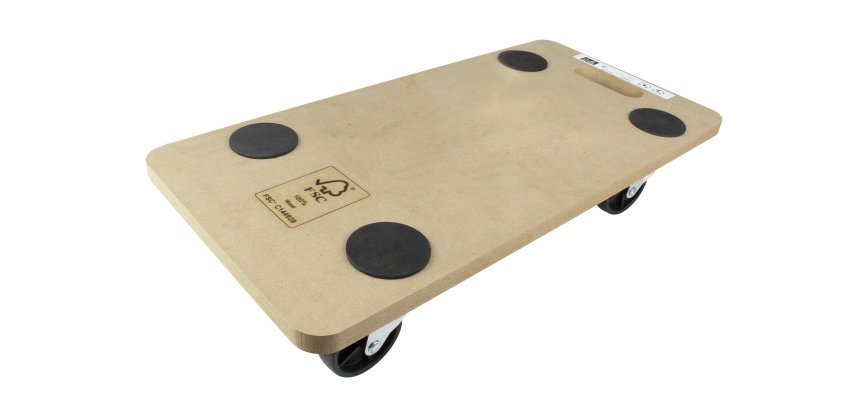 Plateau roulant en bois FSC 4 roues pivotantes – Charge 150 kg