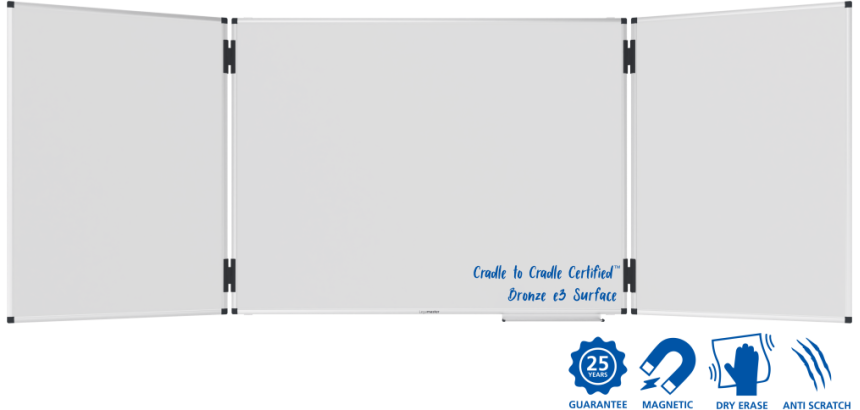 Tableau blanc triptyque émaillé UNITE PLUS 90x120cm - Legamaster