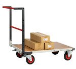Chariot monté dossier fixe, 1000 x 600 mm, plateau médium, roues CC, 400 kg