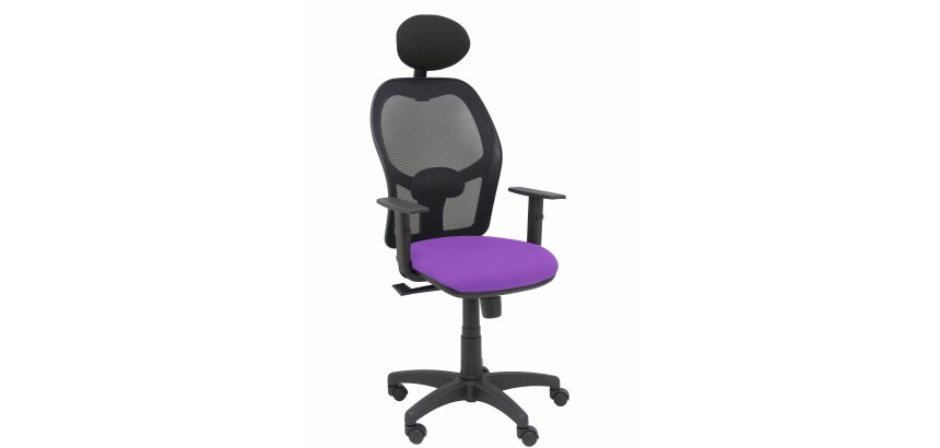 Silla de oficina Alocén malla con brazos regulables y cabecero - Asiento violeta