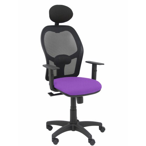 Silla de oficina Alocén malla con brazos regulables y cabecero - Asiento violeta