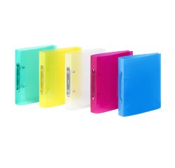 Classeur 2 anneaux plastifié Viquel Propyglass A5 - Dos 3,5 cm - couleurs assorties translucides