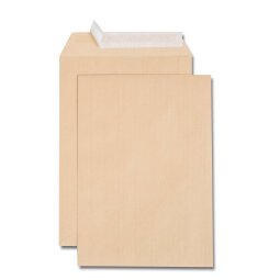 Boîte de 500 pochettes kraft brun B5 176x250 90 g/m² bande de protection