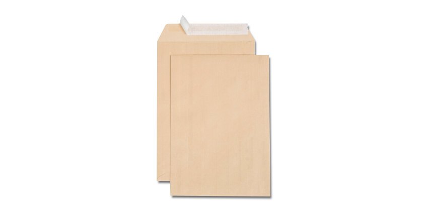 Boîte de 500 pochettes kraft brun B5 176x250 90 g/m² bande de protection