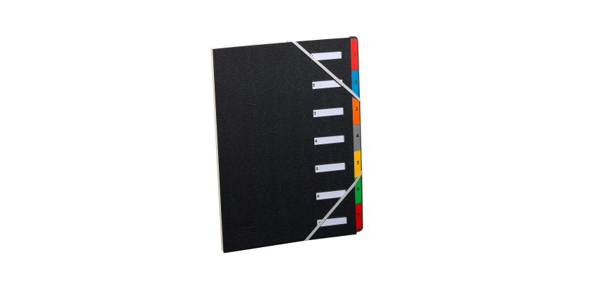 TRIEUR COUVERTURE CELLODERME 7 COMPARTIMENTS - FORMAT A4 - COLORIS NOIR