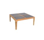 Table basse d'extérieur CLAIN - bois, pierre naturelle marbrée carbone