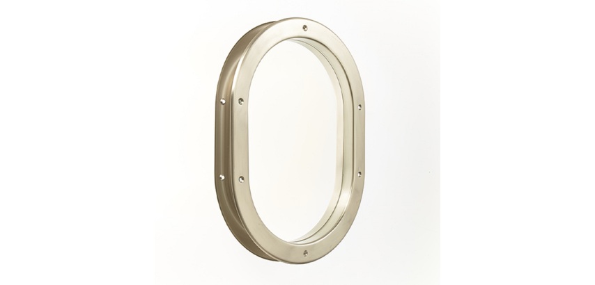 Hublot de porte oblong nickelé mat