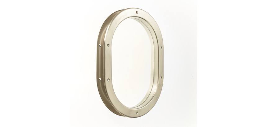 Hublot de porte oblong nickelé mat