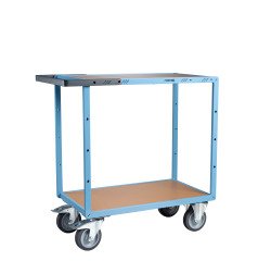 Servante mécano-soudée 2 plateaux médium 400 kg 850 x 500 mm roue TPE