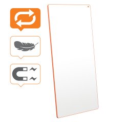 Pizarra blanca extraíble y portátil 1800 x 900 mm - marco naranja 
